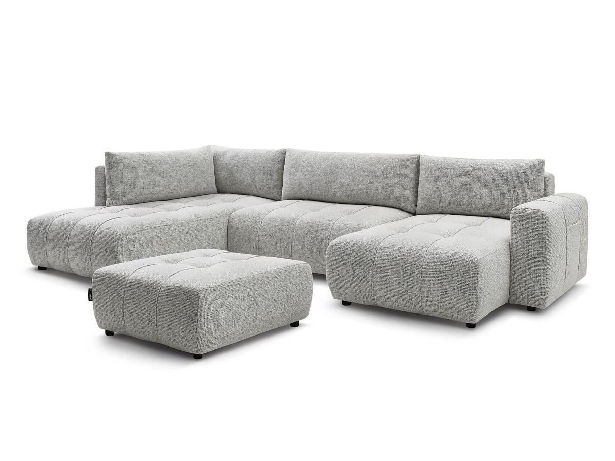 Bobochic Arsene Wohnlandschaft mit Pouf Melange-Stoff Hellgrau Ecke rechts