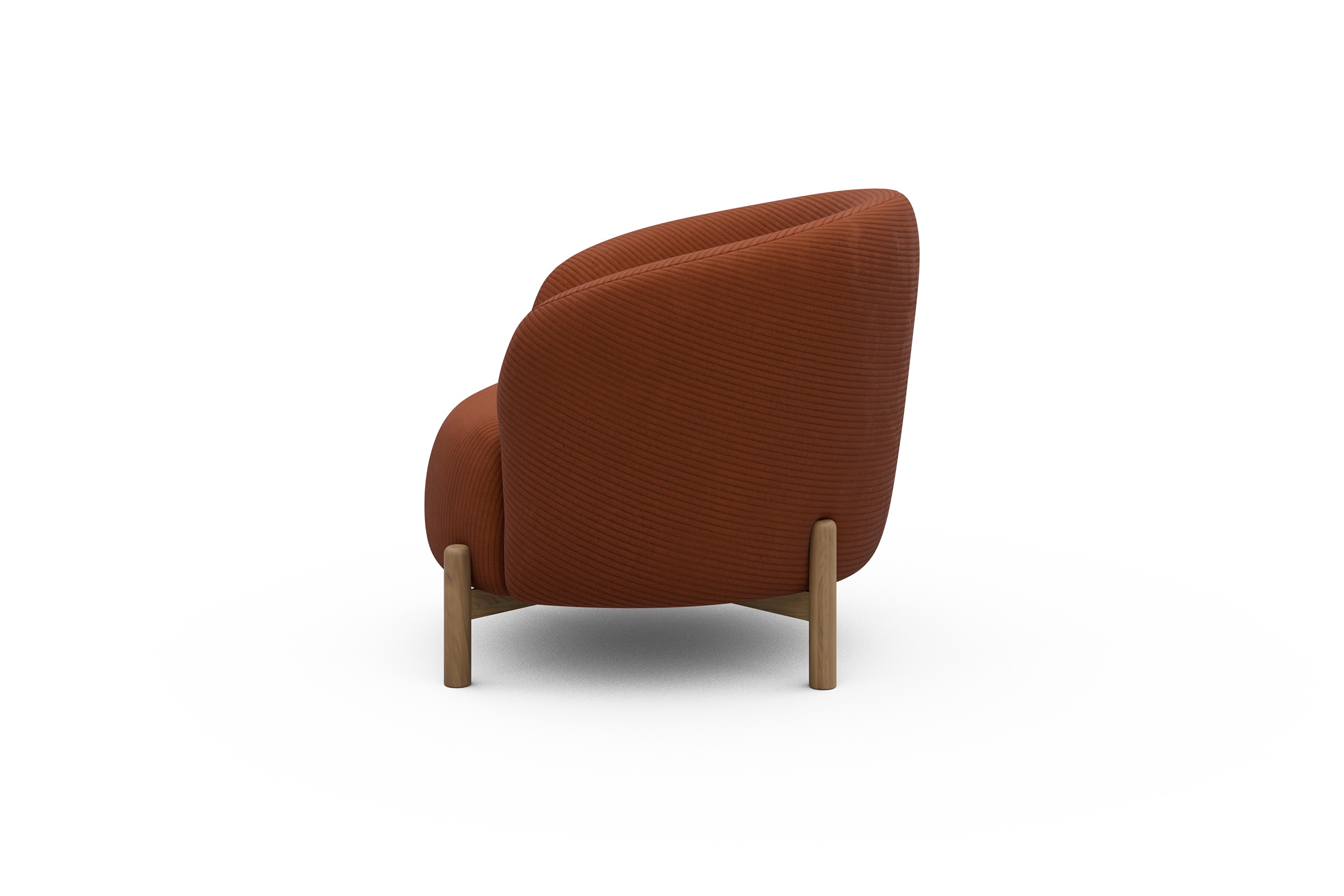 Sessel Ronda Holzbeine Eiche Natur Corduroy-Burnt-Orange