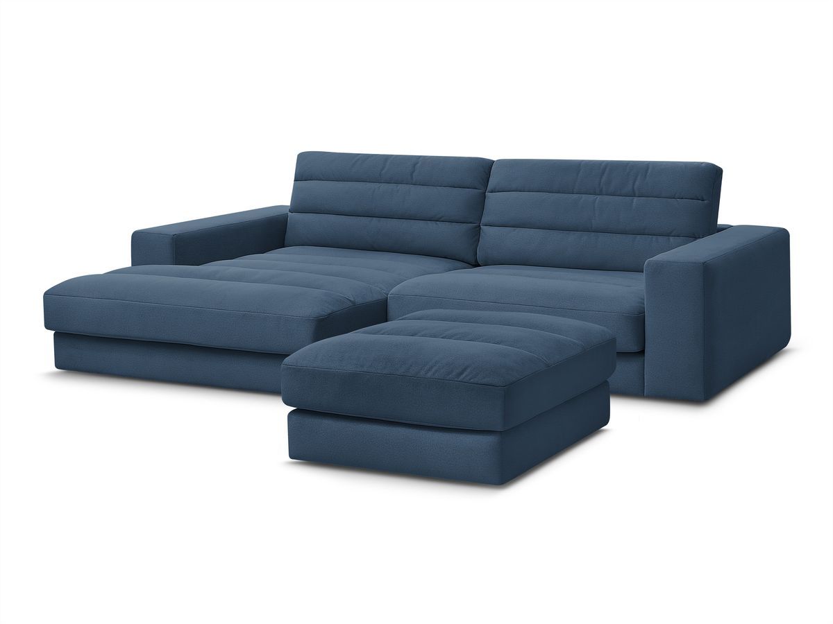 Bobochic Sierra Ecksofa mit Pouf Samt Dunkelblau Ecke links