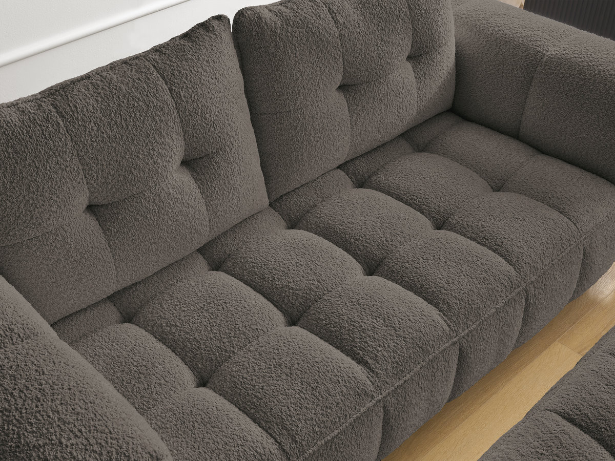 Bobochic Anis Sofa 2-Sitzer mit Pouf Bouclé-Stoff Braun