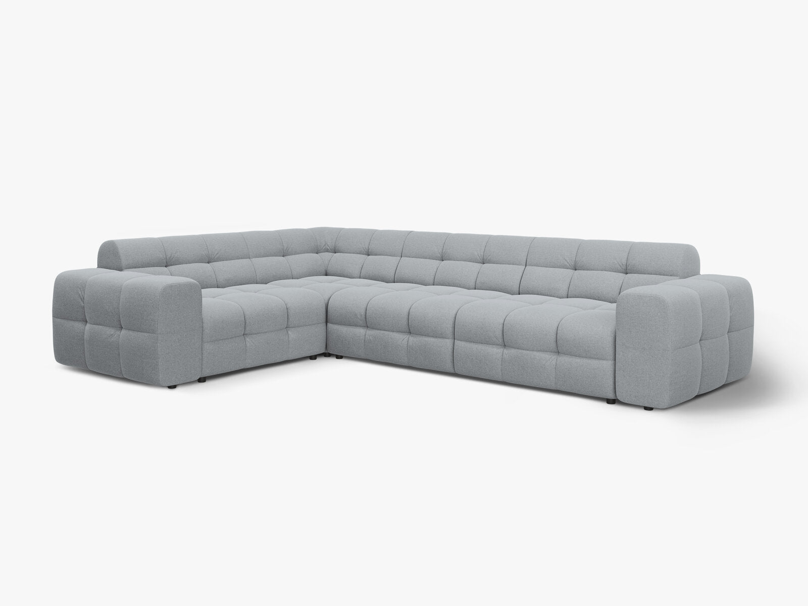 Micadoni Ecksofa Kendal 6-Sitzer Links Strukturierter Stoff Platinum