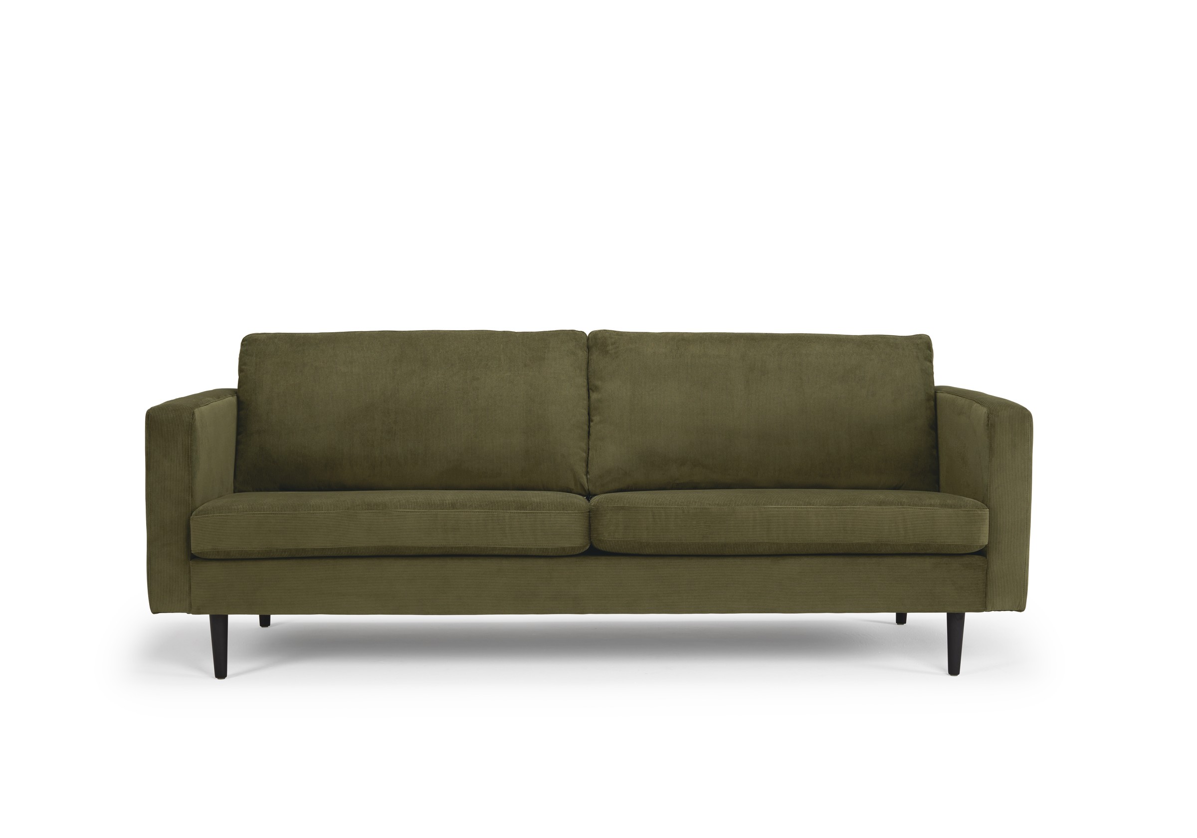 Sofa Malte 3-Sitzer Beinfarbe Eiche Schwarz Kord Cordufine 316-Pine-Green