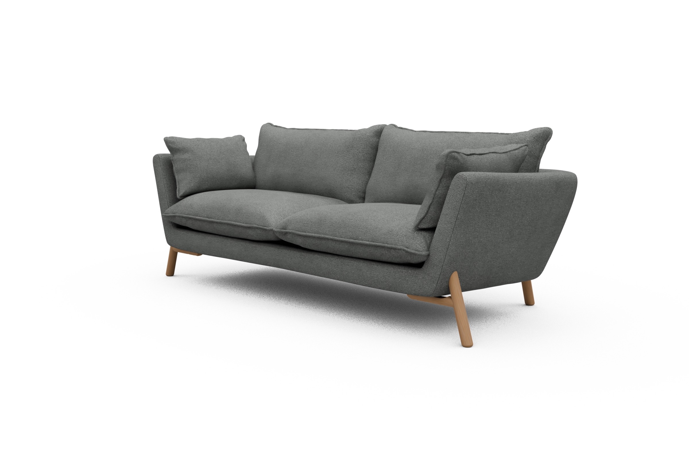 Sofa Emil PREMIUM 3-Sitzer Beinfarbe Eiche Natur Boucle-Ash-Grey