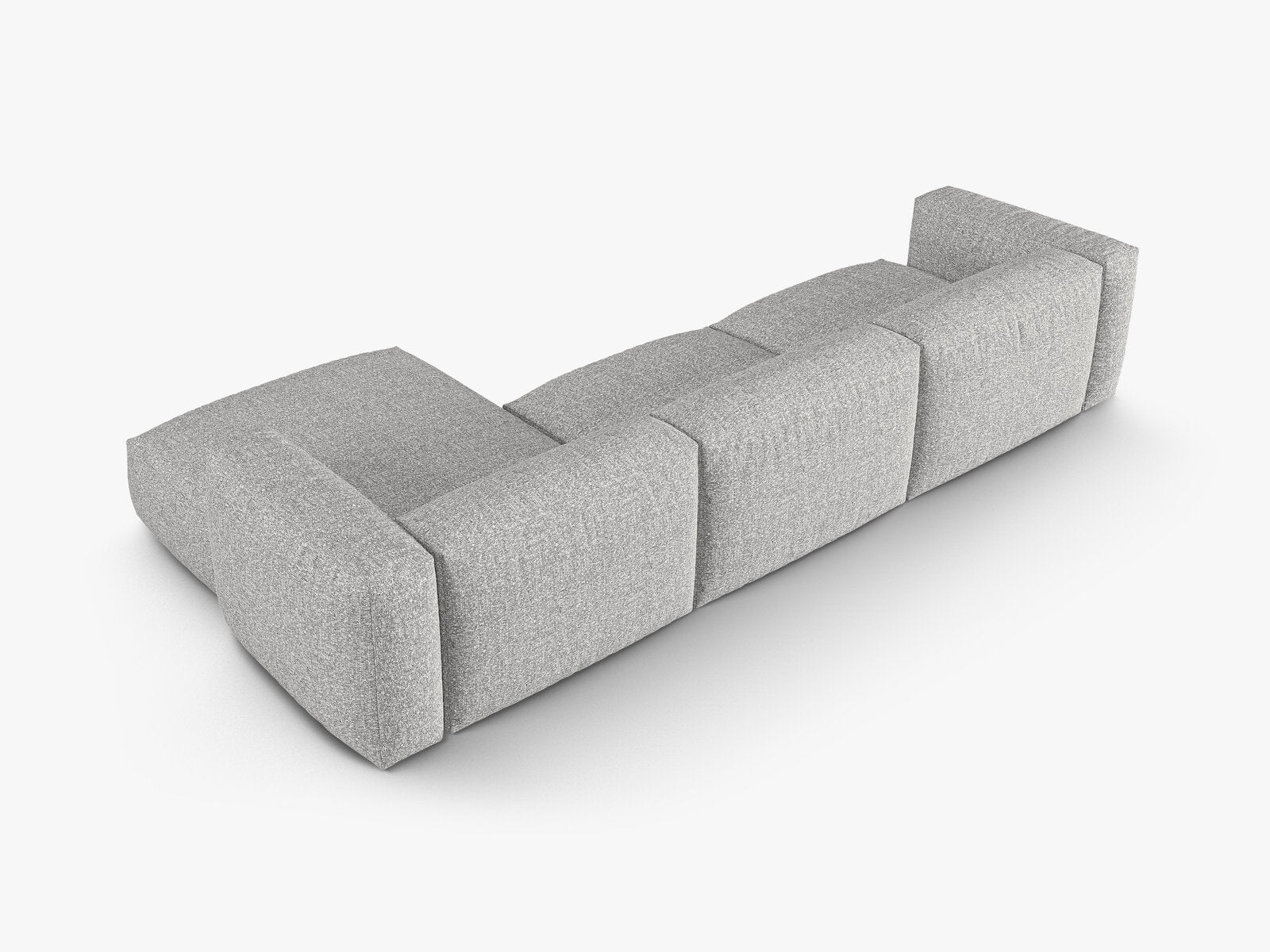 Micadoni Ecksofa Martina 3-Sitzer 90cm Sitztiefe Rechts Boucle Monet Silber