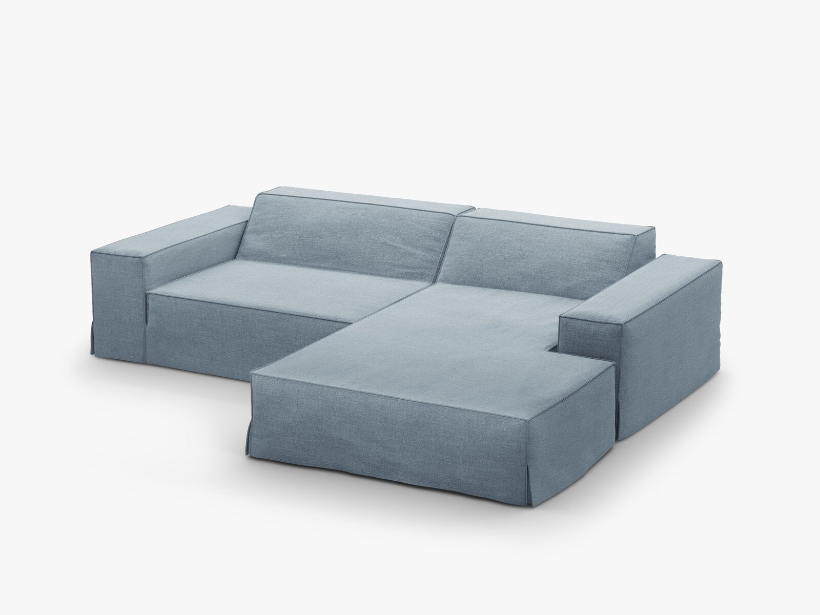 Micadoni Ecksofa Jodie 3-Sitzer Rechts Strukturierter Stoff Lins Gedämpftes Blau
