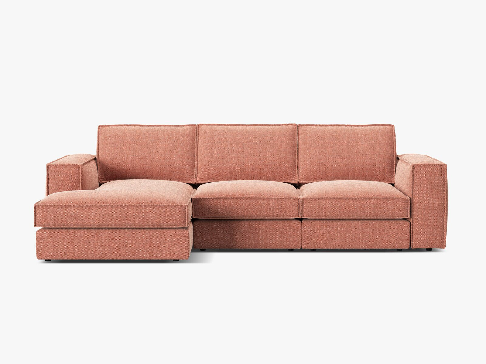Micadoni modulares Ecksofa Pola 3-Sitzer Links Strukturierter Stoff Babel Rot