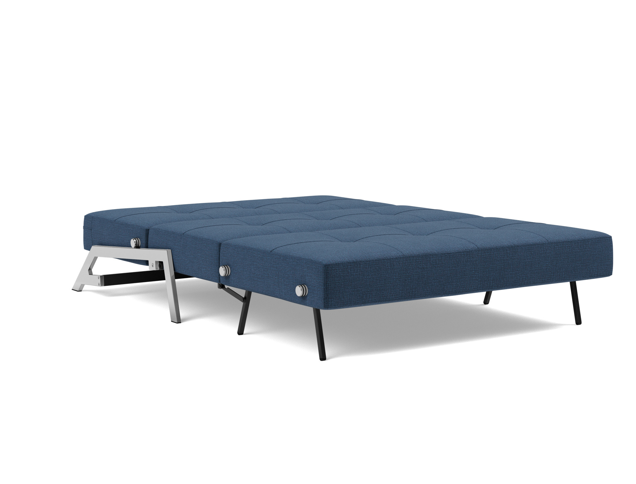 Schlafsofa Cubed 140 Chenille Esina 414-Indigo-Blue Beine Chrom