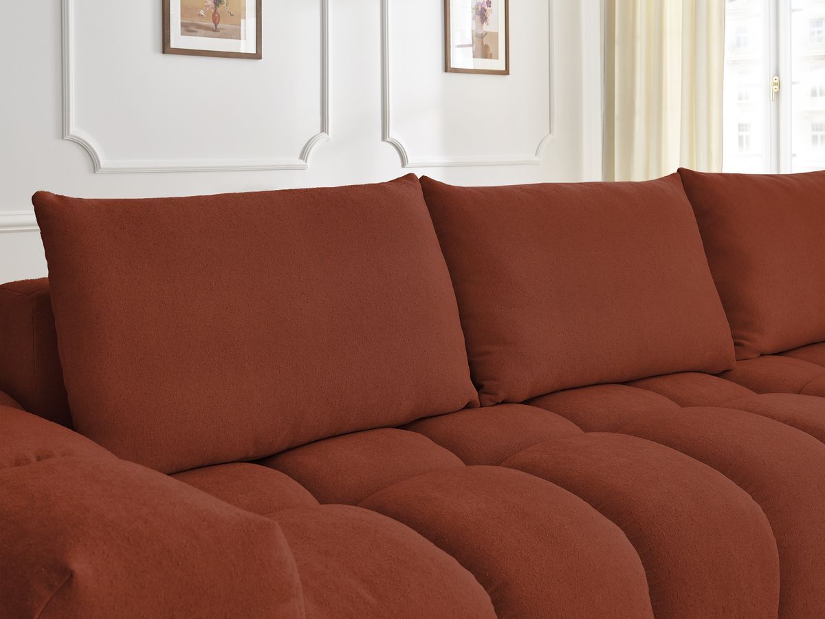 Bobochic Everest Ecksofa, 4 Kissen Strukturstoff Orange Ecke rechts