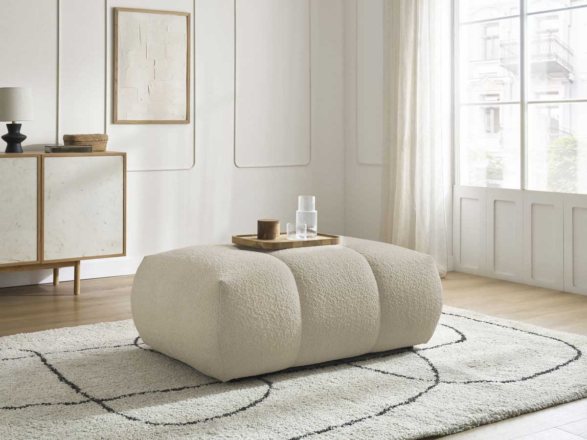 Bobochic Fuji Pouf Bouclé-Stoff Beige