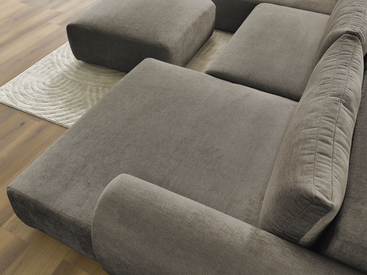 Bobochic Lucien Wohnlandschaft mit Pouf Stoff Taupe Ecke rechts