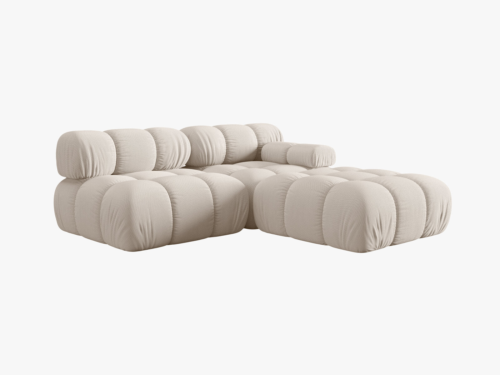 Micadoni Modulares Sofa Bellis 4-Sitzer Rechts 3D-Stoff Sonic Helles Beige