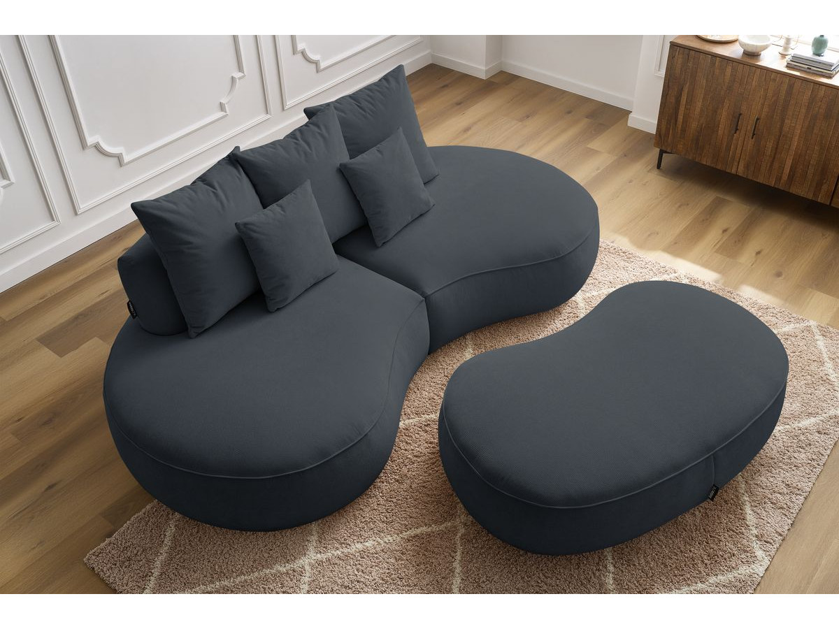 Bobochic Saint-germain Sofa 5-Sitzer mit Pouf Strukturstoff Dunkelgrau