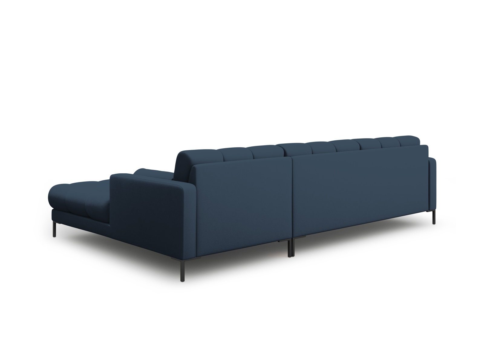 Cosmopolitan Design Ecksofa Bali 5-Sitzer Strukturierter Stoff Neve Blau Rechts Beine Schwarzes Metall