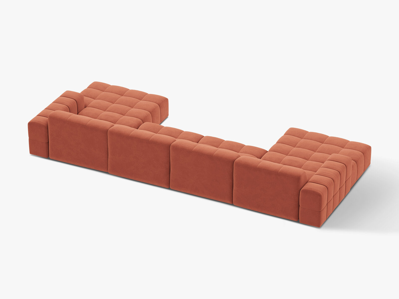 Micadoni Panorama Sofa Jennifer 6-Sitzer Samt Venus Koralle