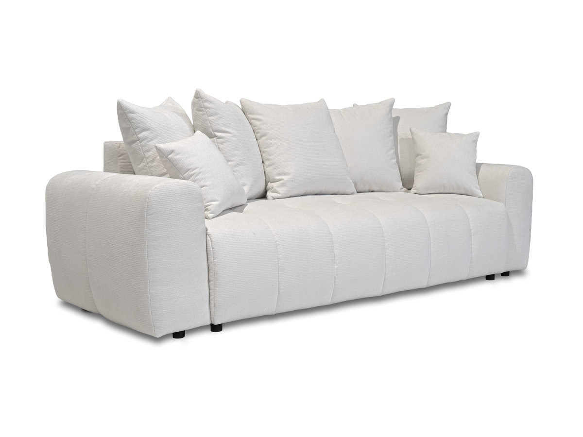 Bobochic Roxelane Schlafsofa 3-Sitzer mit Bettkasten Melange-Stoff Weiß
