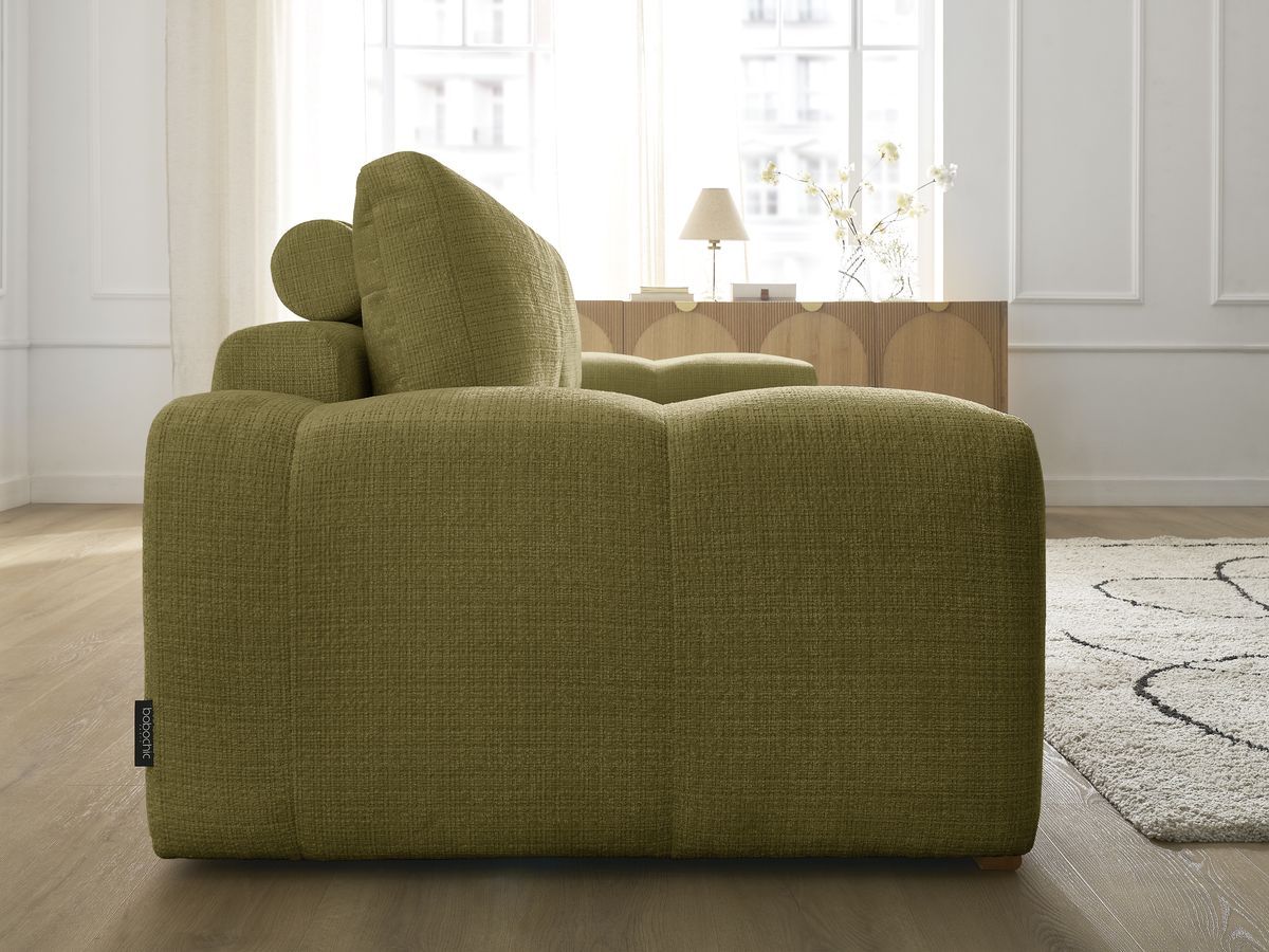 Bobochic Anakin Sofa 3-Sitzer, 2 Kissen Strukturstoff Grün