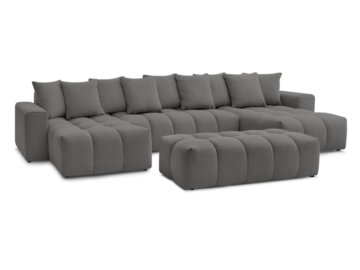 Bobochic Mont-blanc Wohnlandschaft mit Pouf Melange-Stoff Dunkelgrau