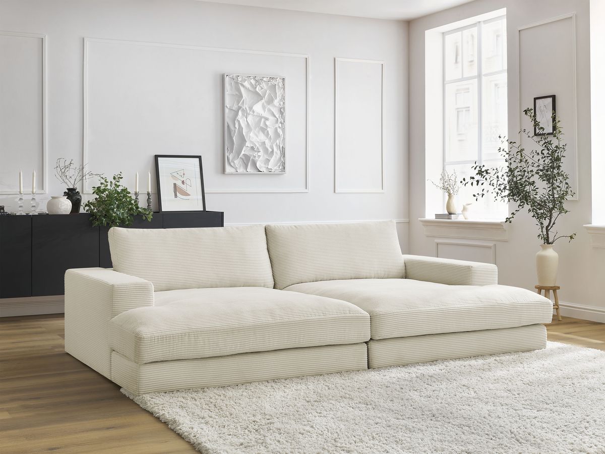 Bobochic Leonard Sofa 4-Sitzer 234 × 159 cm Cordsamt Beige