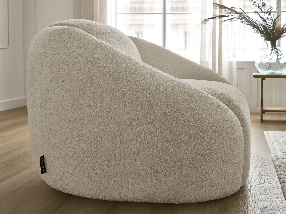 Bobochic Tina Sessel Bouclé-Stoff Beige