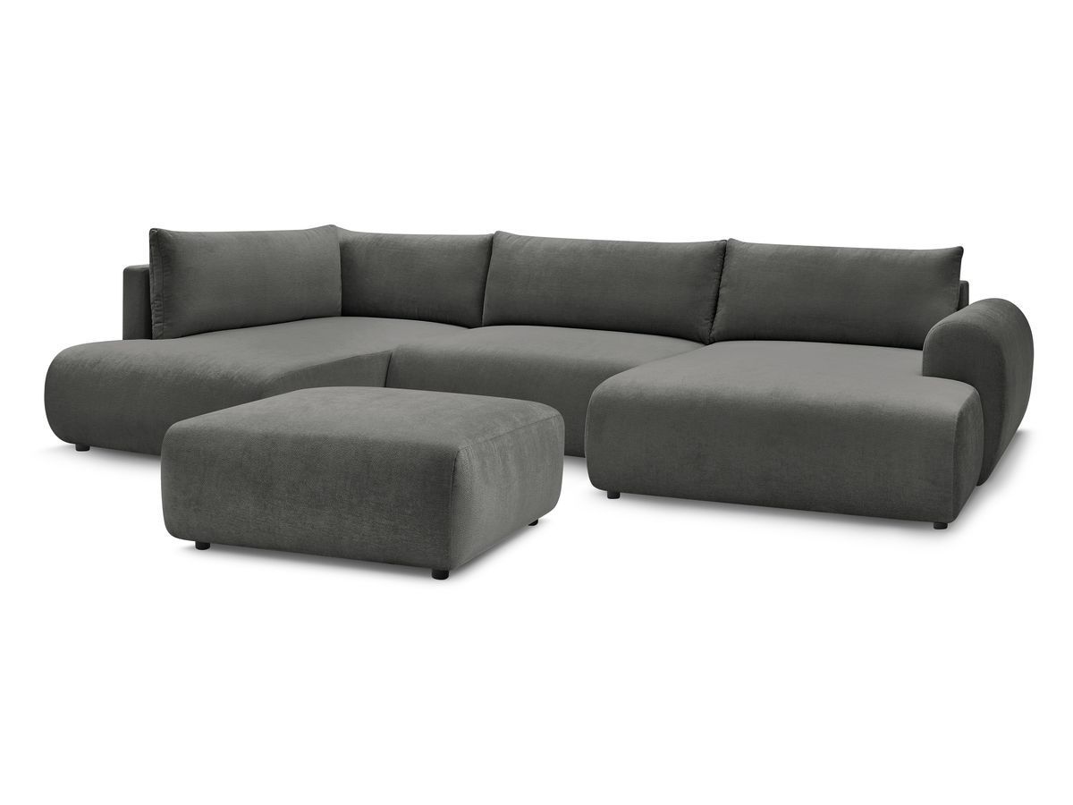 Bobochic Lucien Wohnlandschaft mit Pouf Stoff Dunkelgrau Ecke rechts