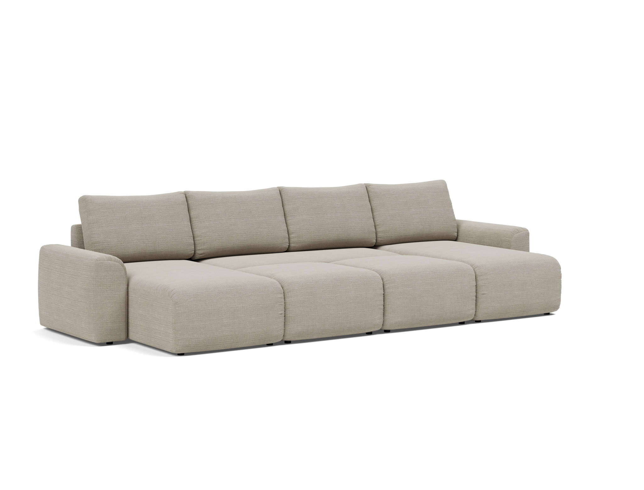 Schlafsofa Norum U-Form mit Chunky-Armlehnen Strukturierter Stoff Kenya 579-Gravel