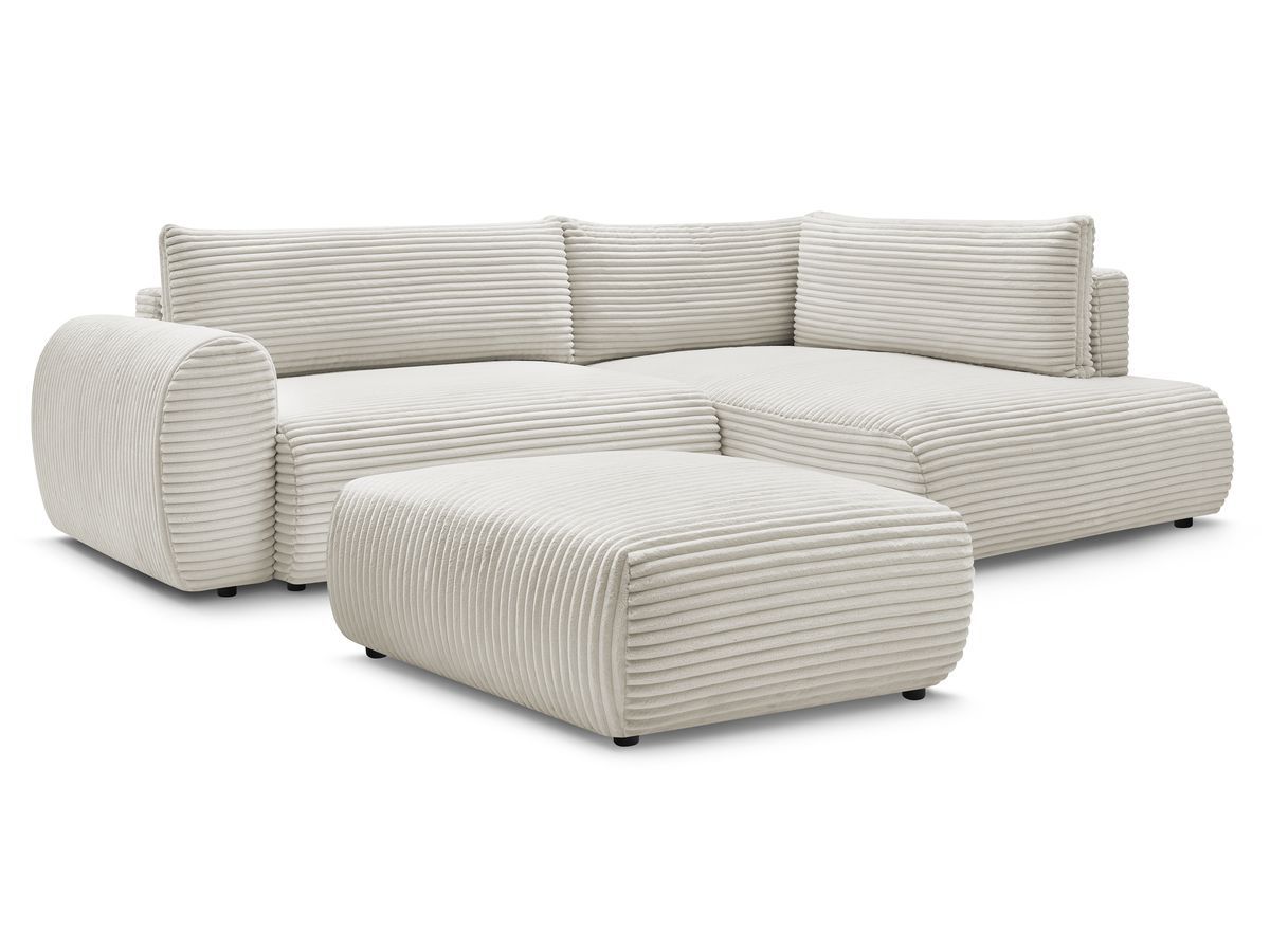 Bobochic Lucien Ecksofa mit Schlaffunktion und Bettkasten und Pouf 296 × 198 cm