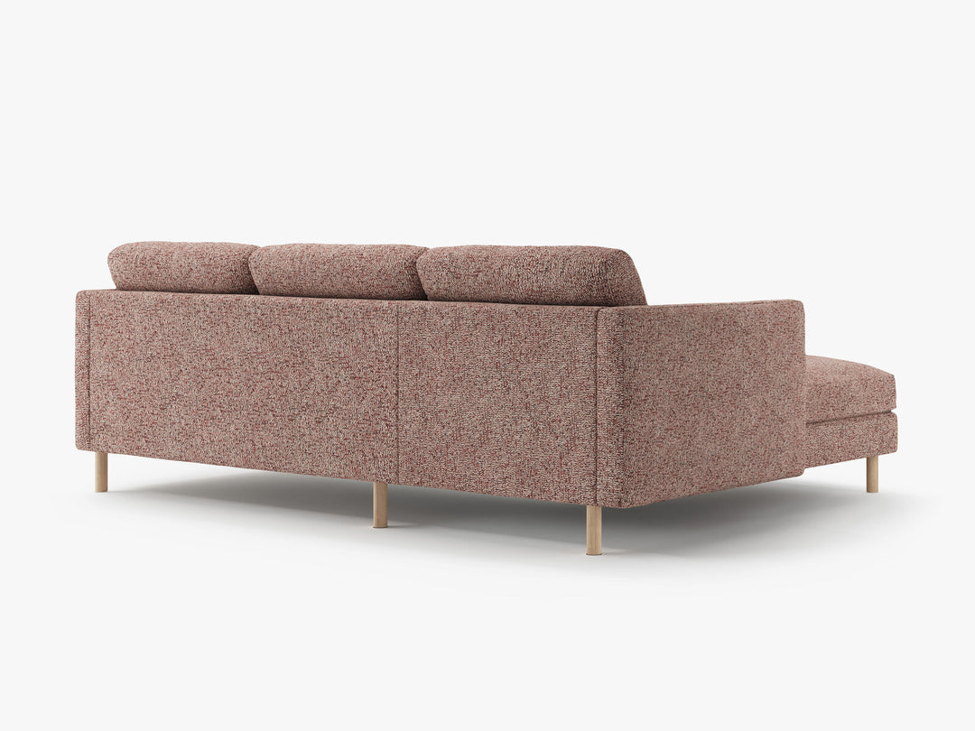 Micadoni Ecksofa Eden Groß 3-Sitzer Links Strukturierter Stoff Rosa Melange