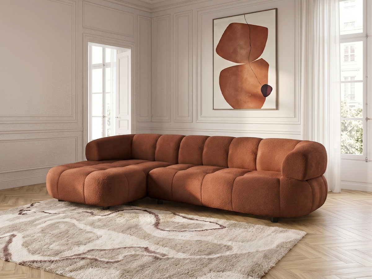 Bobochic Lovely Ecksofa mit Schlaffunktion Stoff Orange Ecke links
