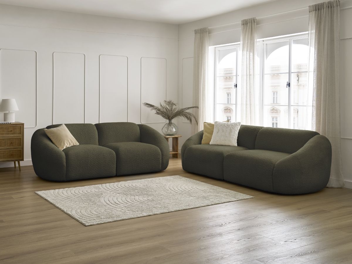 Bobochic Tina Sofa 5-Sitzer Bouclé-Stoff Grün