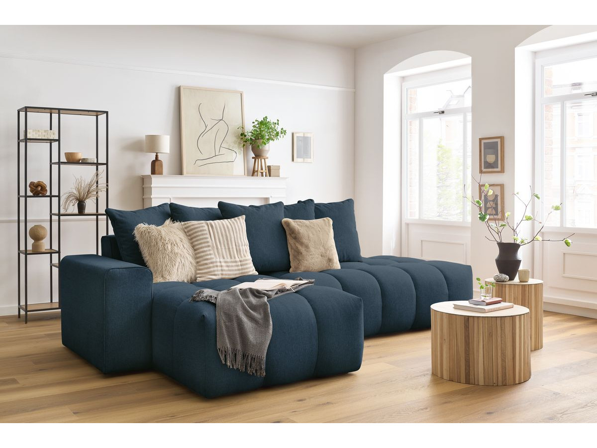 Bobochic Mont-blanc Ecksofa Melange-Stoff Dunkelblau Ecke links