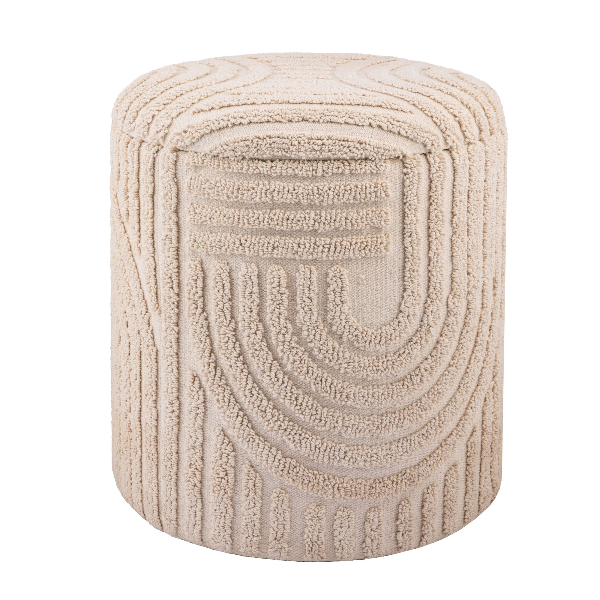Sitzhocker Nesna Stoff Beige Bogenmuster 40 × 40 × 45 cm
