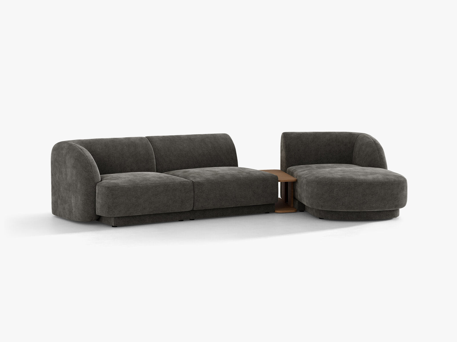 Micadoni Modulares Sofa Miley mit Recamiere 3-Sitzer Rechts Chenille Haga Grau