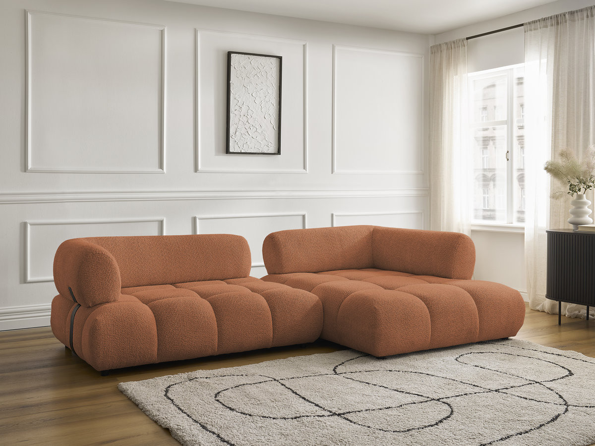 Bobochic Alya Ecksofa Bouclé-Stoff Orange Ecke rechts