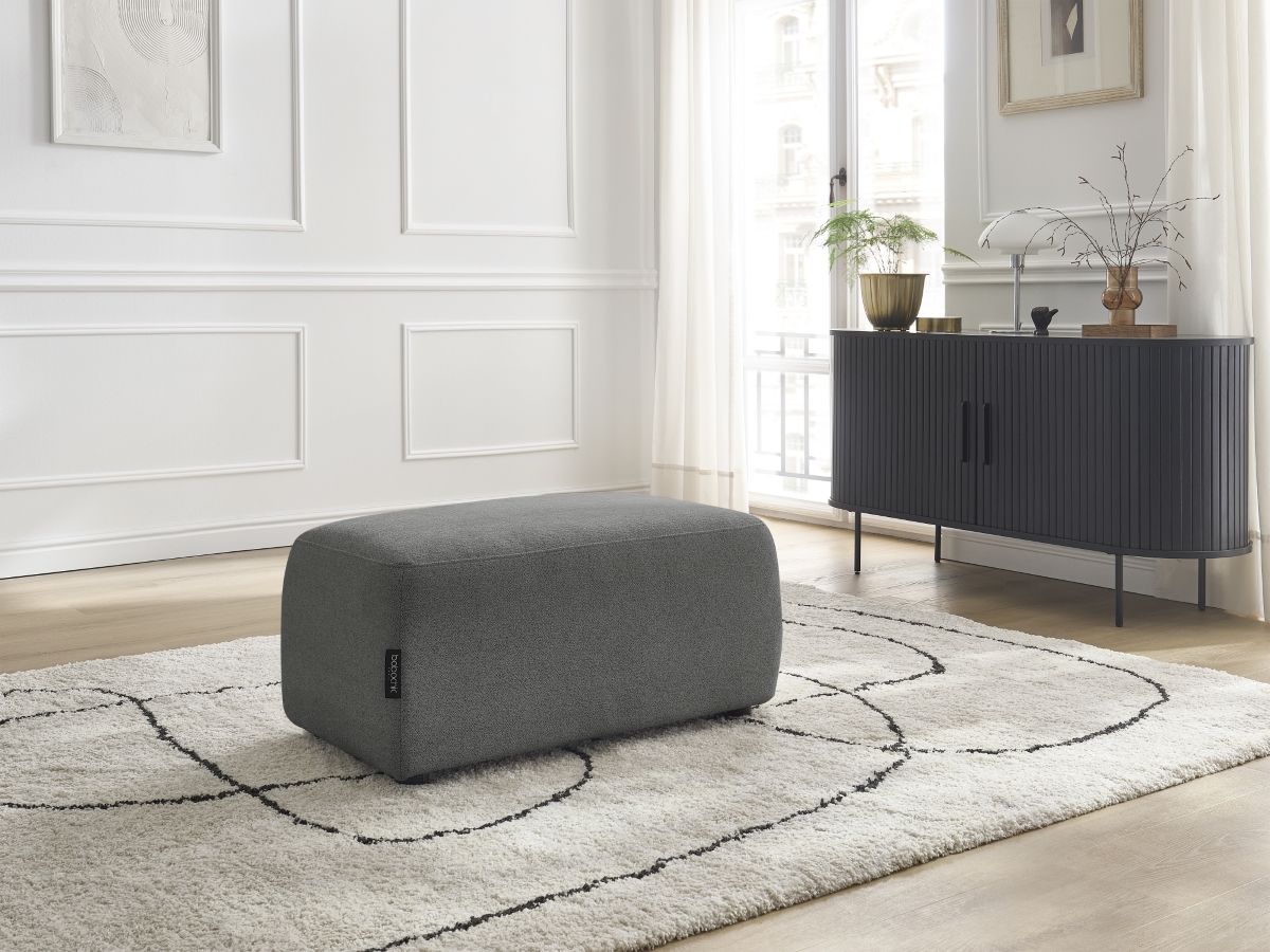 Bobochic Atilla Pouf Melange-Stoff Dunkelgrau
