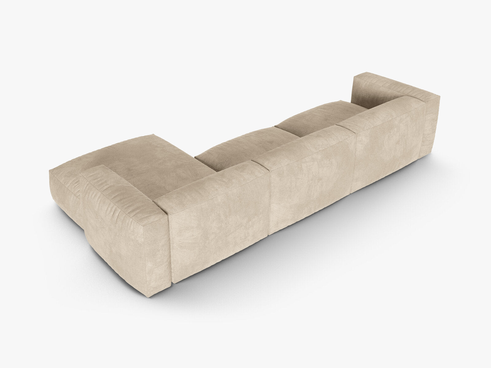 Micadoni Ecksofa Martina 3-Sitzer 90cm Sitztiefe Rechts Samt Vogue Helles Beige