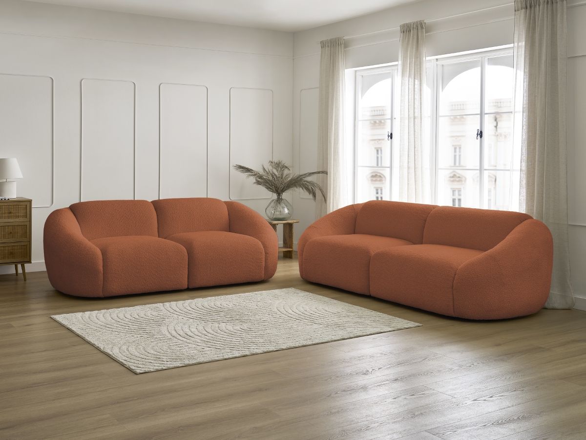 Bobochic Tina Sofa 5-Sitzer Bouclé-Stoff Orange