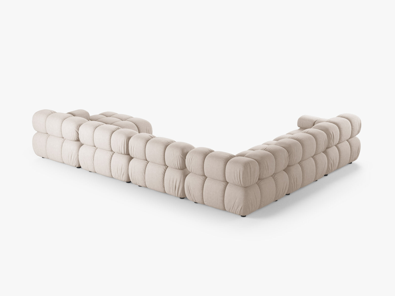 Micadoni Modulares Panorama Ecksofa Bellis 8-Sitzer Links Strukturierter Stoff Liberty Beige