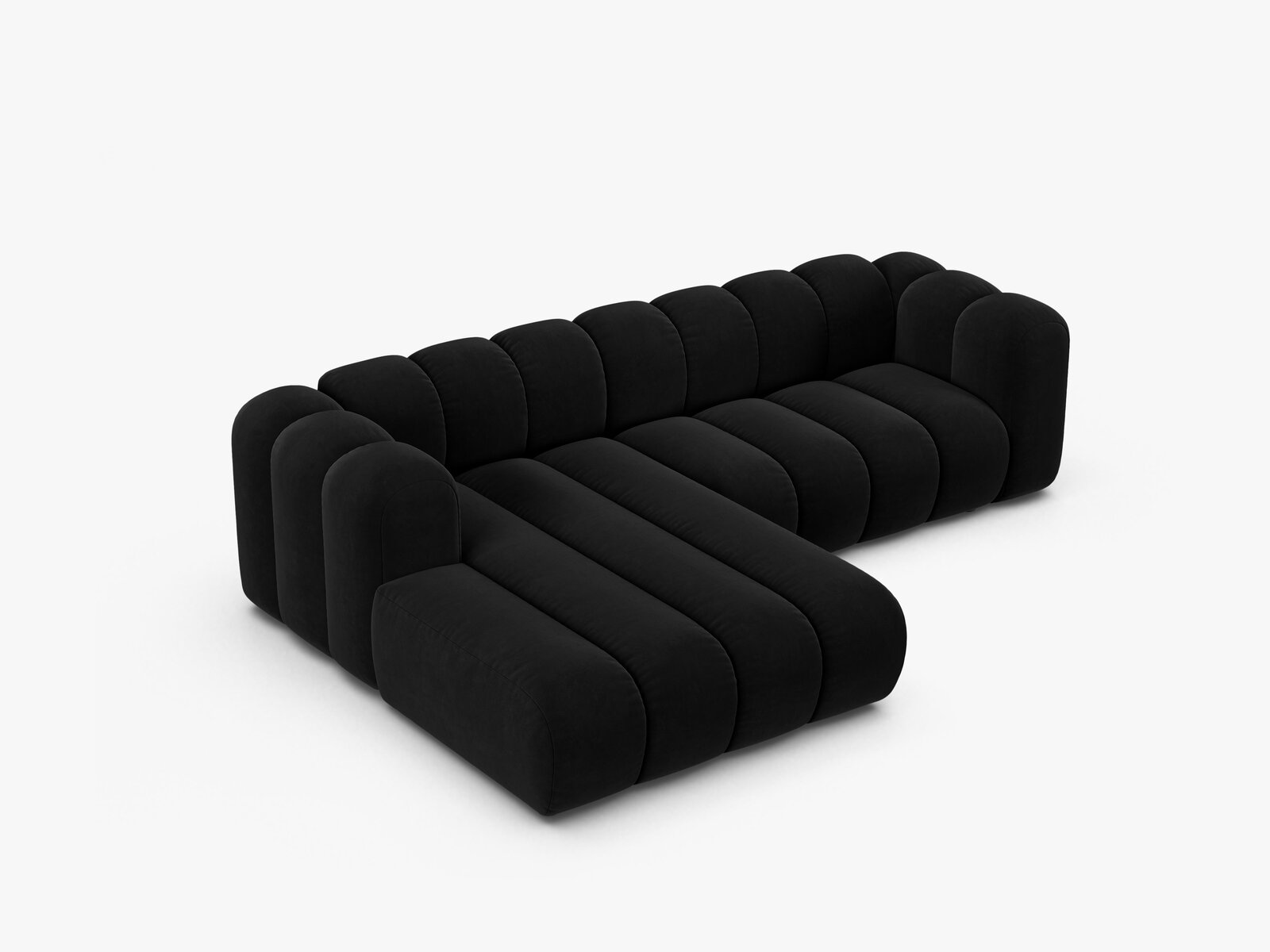 Micadoni Modulares Ecksofa Lupine 4-Sitzer mittelgroß Links Samt Salvador Schwarz