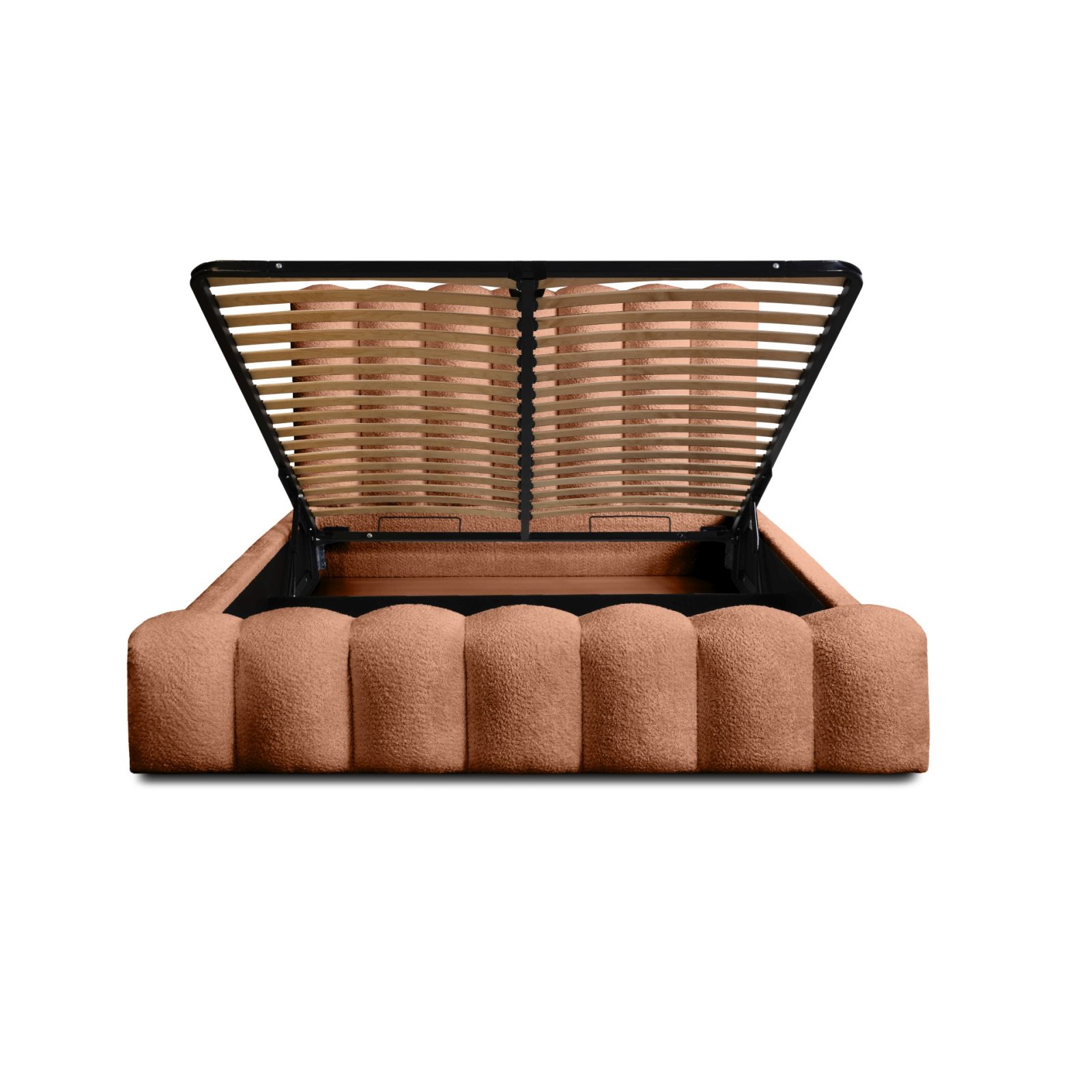 Polsterbett Laro Boucle 180x200 mit Metallrahmen Euphoria 09 Deep Terra