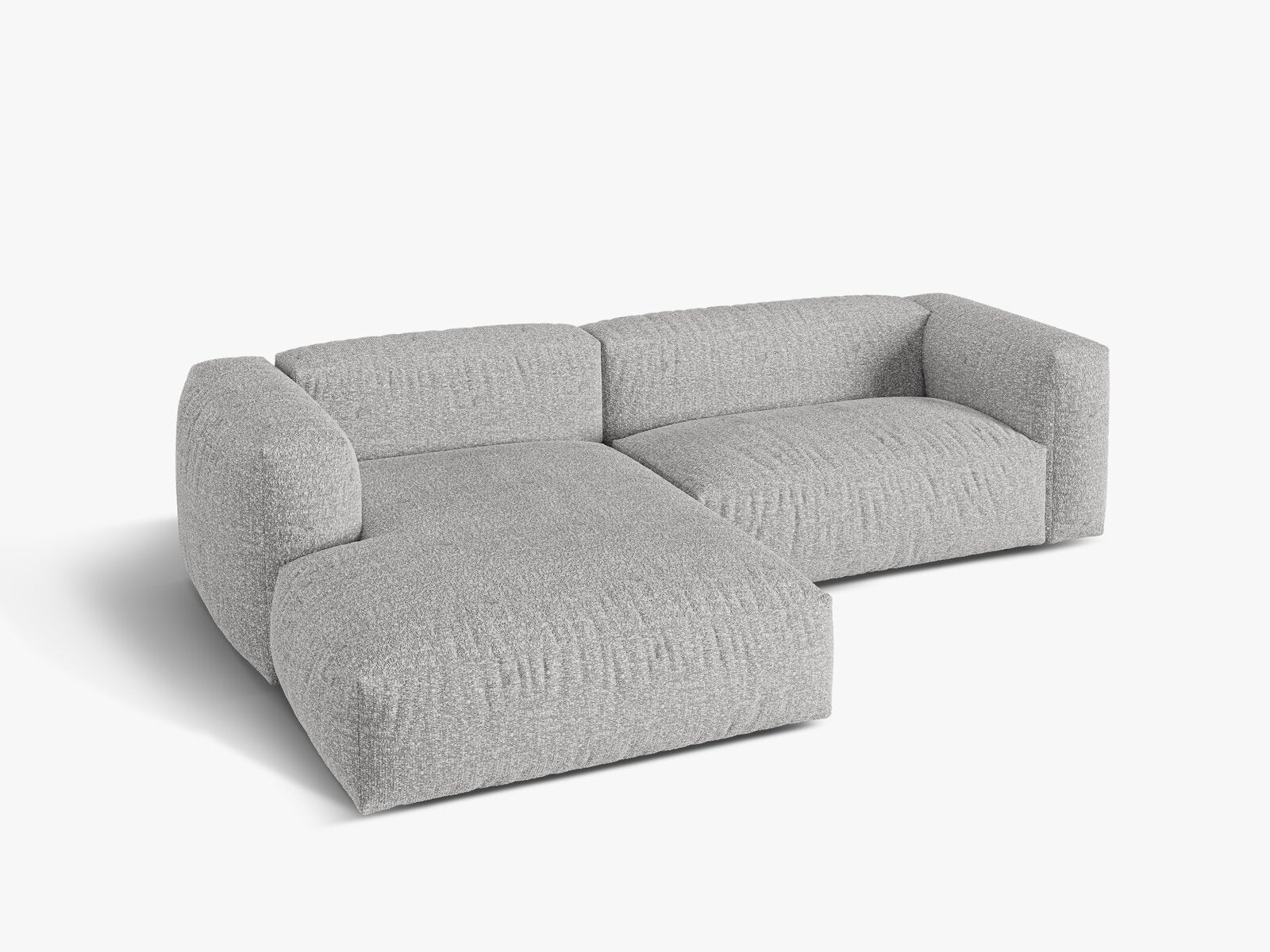 Micadoni Ecksofa Martina 2-Sitzer Links Boucle Monet Silber