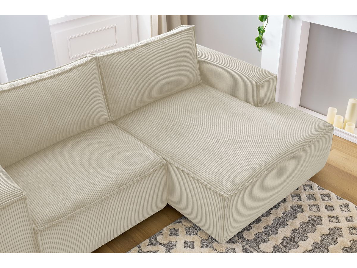 Bobochic Nihad Ecksofa Cordsamt Beige Ecke rechts