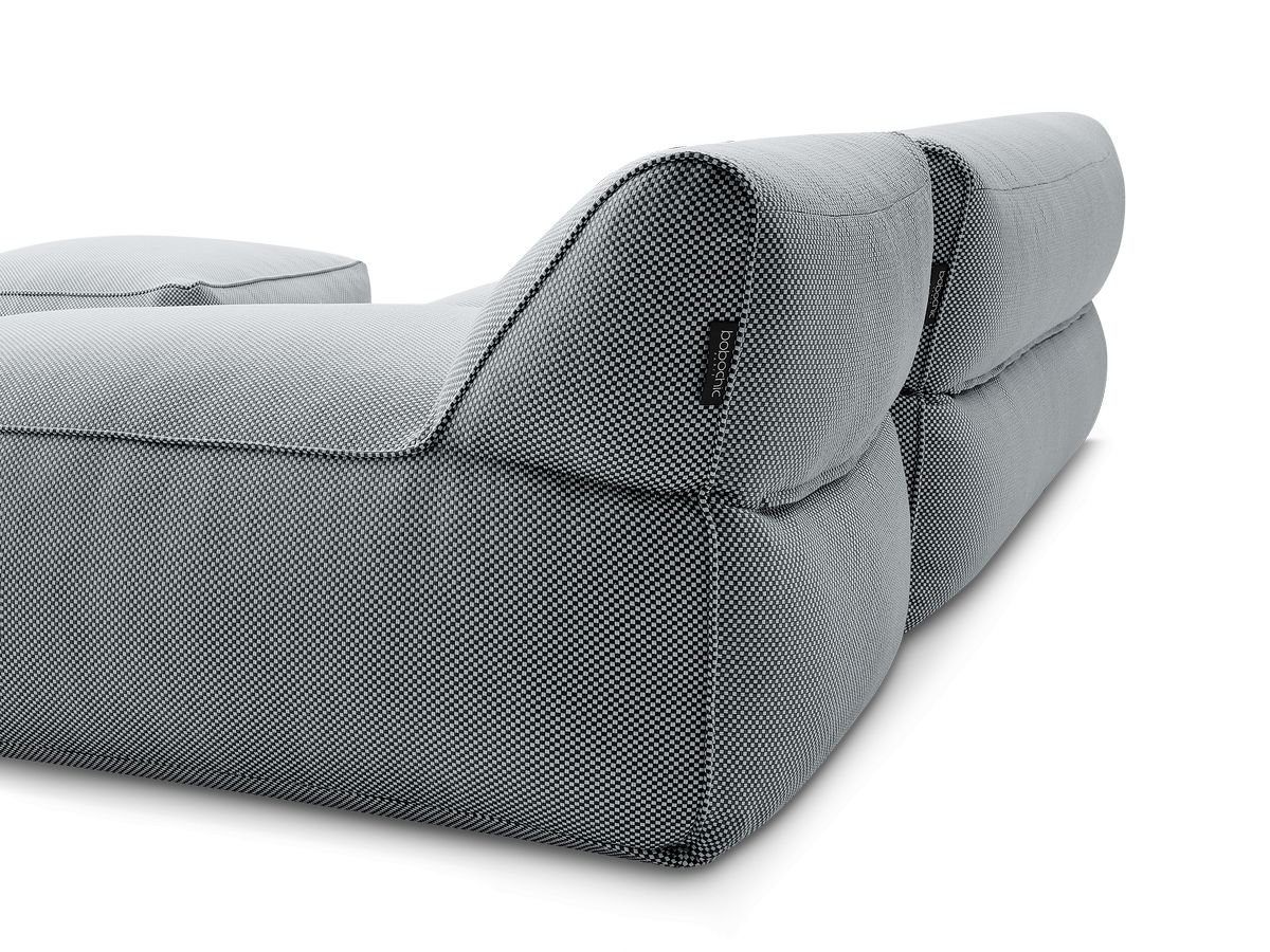 Bobochic Riviera Gartensofa 5-Sitzer mit Pouf Melange-Stoff Schwarz