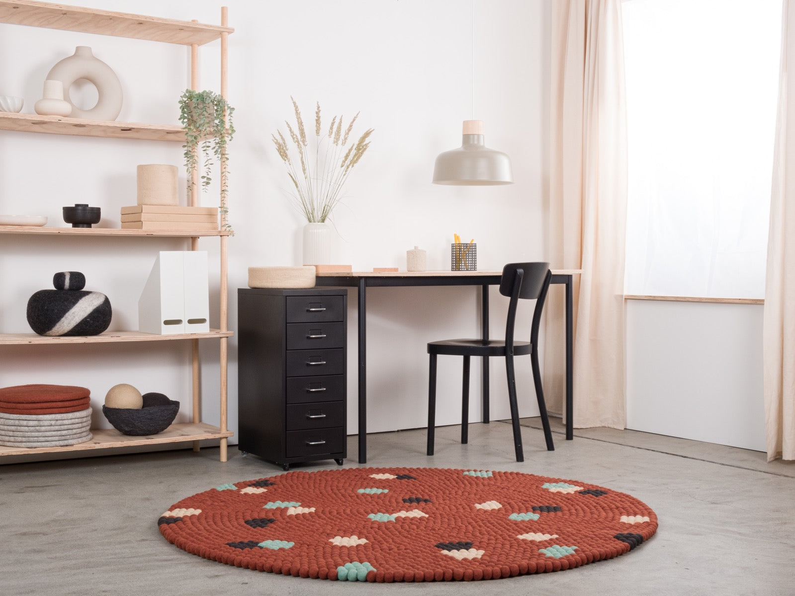 myfelt Terra Rust Filzkugelteppich Rot rund Ø 50 cm