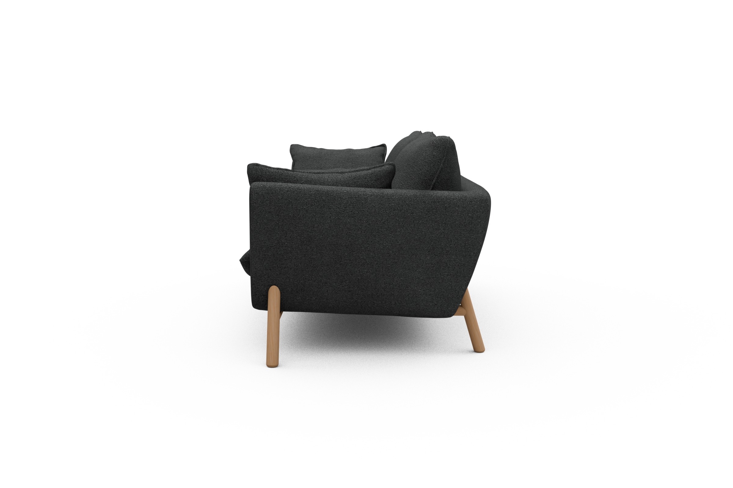 Sofa Emil 2-Sitzer Beinfarbe Eiche Natur Boucle-Charcoal