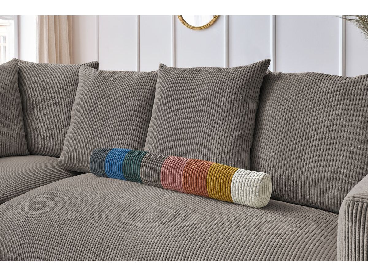Bobochic Voltaire Ecksofa mit Pouf 268 × 214 cm Cordsamt Taupe Ecke links