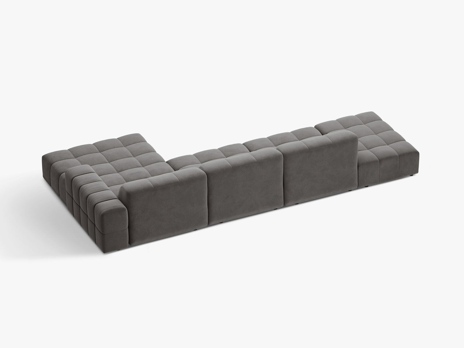 Micadoni Ecksofa Jennifer 5-Sitzer Rechts Samt Bluvel Hellgrau