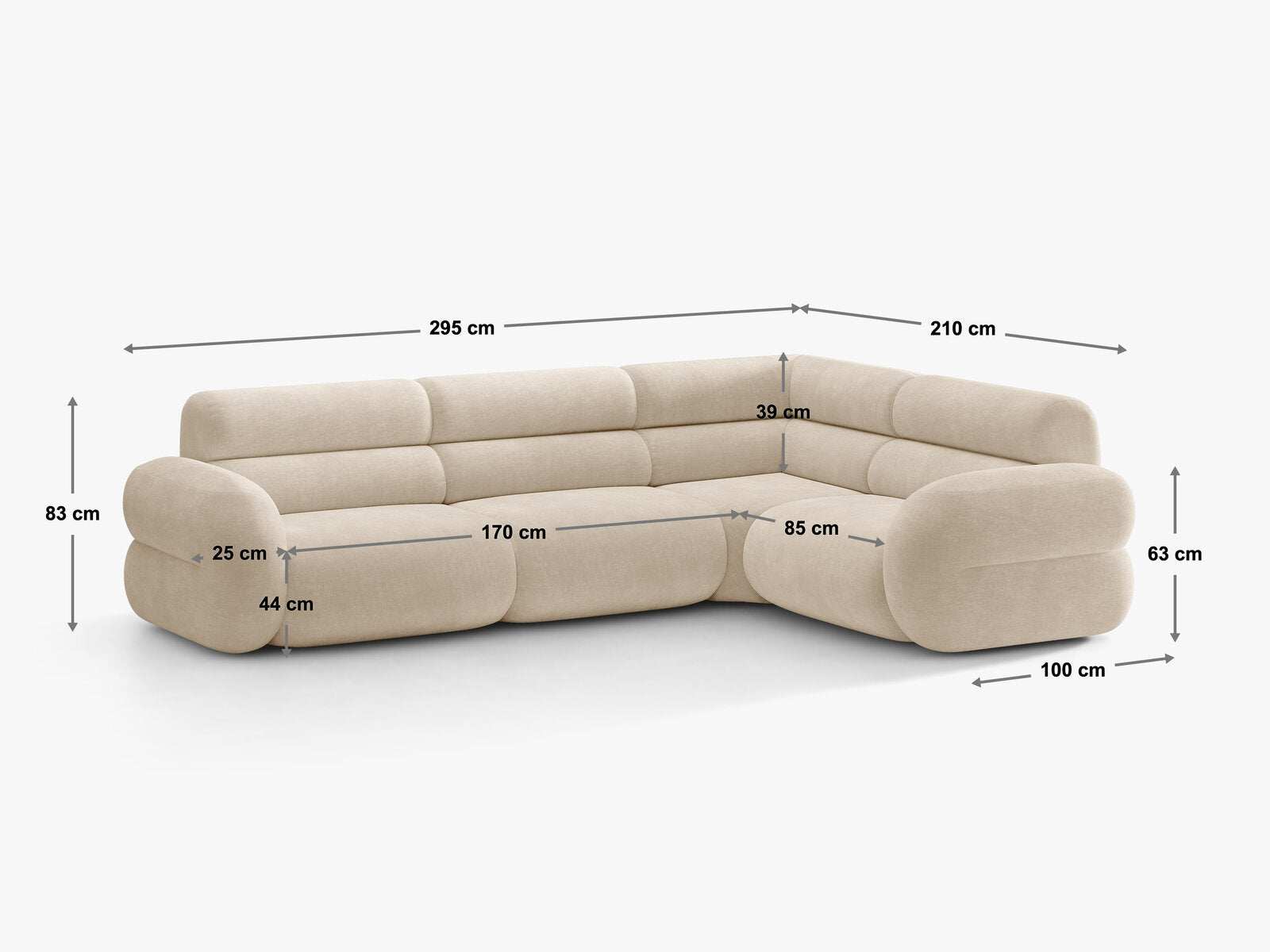 Micadoni Neo Ecksofa 295 cm Links Boucle Baloo Dunkles Olivgrün