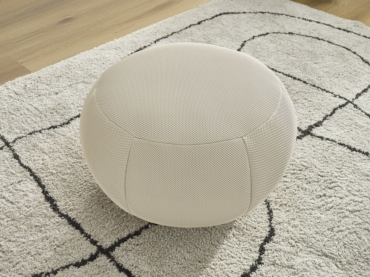 Bobochic Hayden Pouf, rund Mesh-Stoff Beige, 76 cm