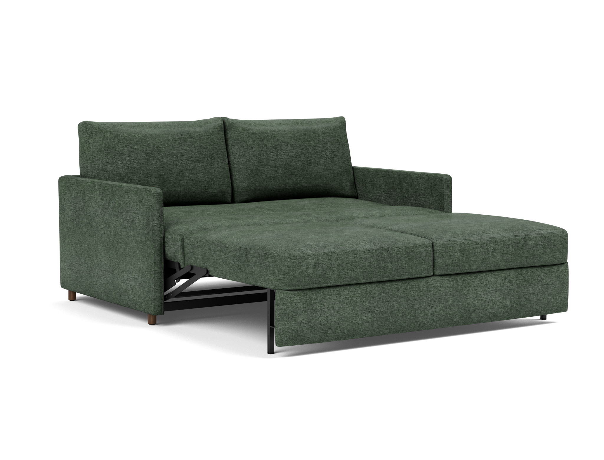 Schlafsofa Neah mit Slim-Armlehnen 160 Flachgewebe Avella 281-Pine-Green