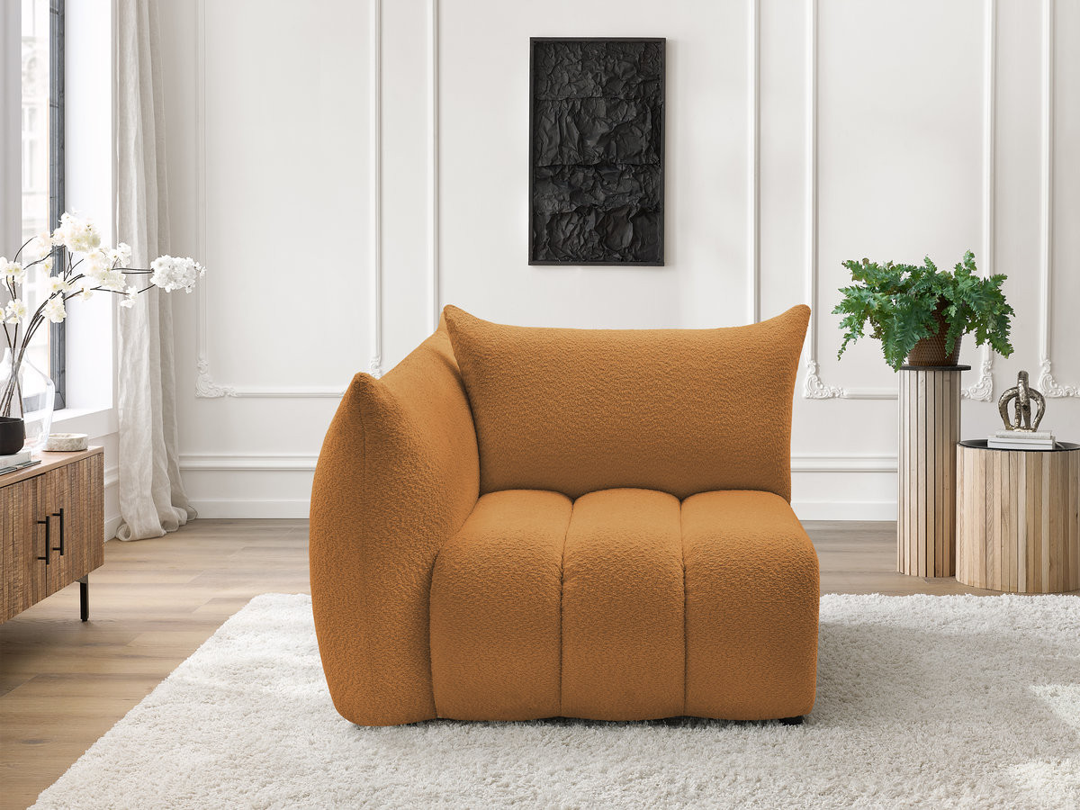 Bobochic Azra Sofamodul 1-Sitzer 117 × 112 cm Bouclé-Stoff Gelb Ecke links